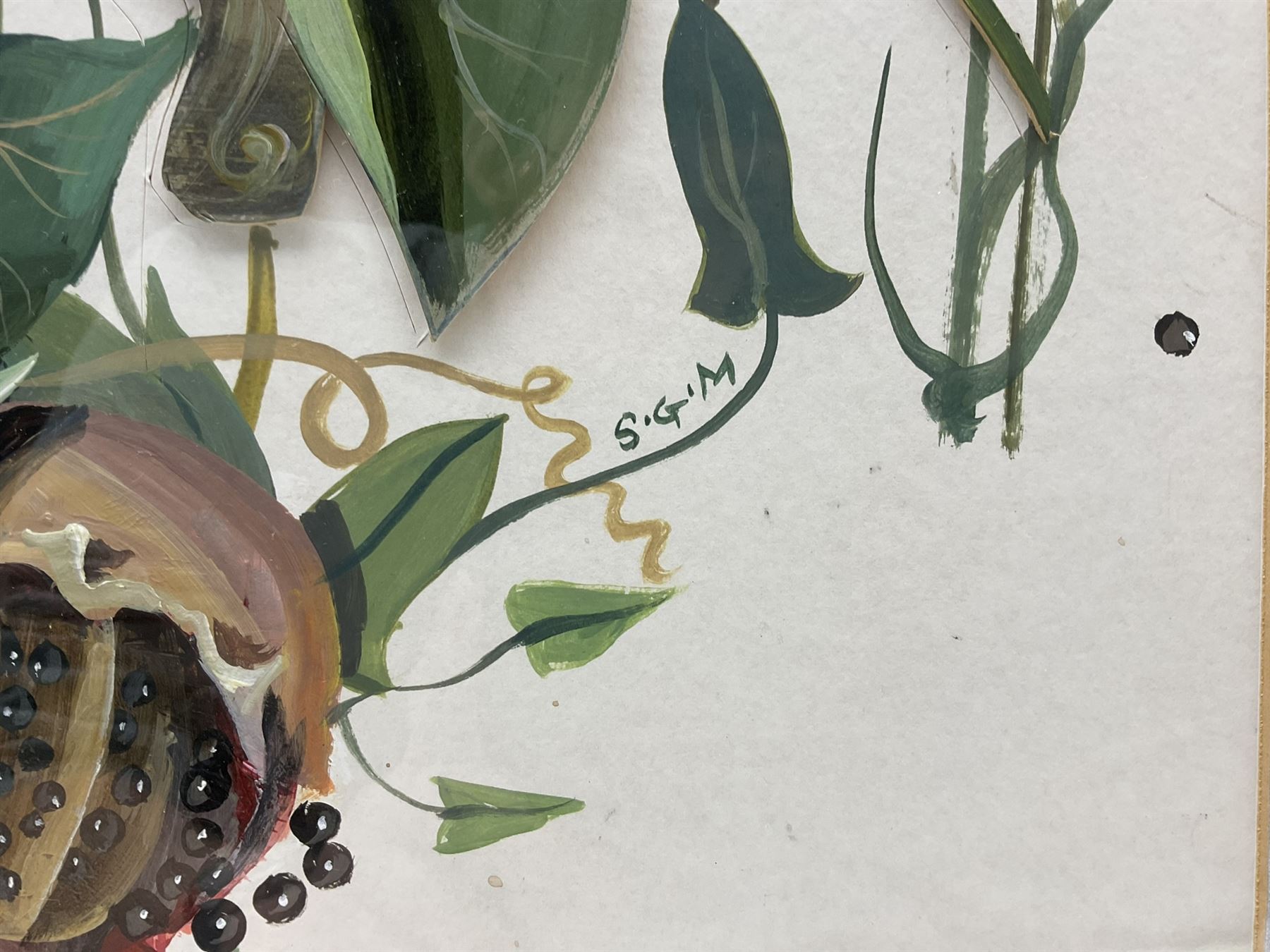 Sheila Gertrude Mackie (Northern British 1928-2010): Fox in the Undergrowth, gouache and cut-out signed with initials 68cm x 77cm