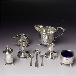 Georgian design silver cream jug Birmingham 1901 Maker George Unite, three piece silver co...