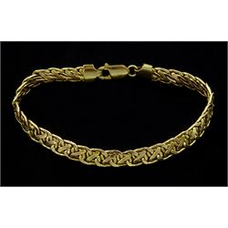 9ct gold crossover link bracelet, stamped