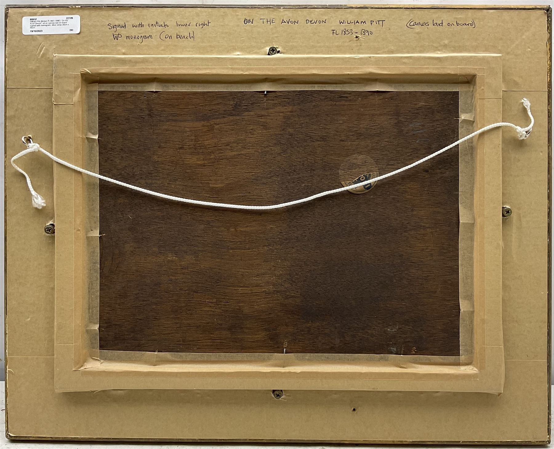 William Pitt (British fl.1851-1890): 'On the Avon Devon', oil on canvas laid on board signed with monogram, titled verso 30cm x 40cm 