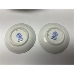 Herend Chinese Bouquet Rose pattern tea service comprising teapot, coffee pot, open sucrier, six cups and saucers, six tea plates, cream jug and stand, milk jug, two teabag holders, preserve pot, two leaf shaped dishes, four egg cups, salt & pepper pots, pair side plates and another plate