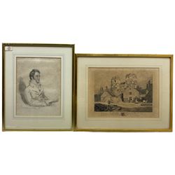 John Sell Cotman (British 1782-1842): 'South Gate - Yarmouth', etching pub. 1812, 26cm x 37cm; Mary Dawson Turner (British 1774-1850): 'John Sell Cotman, author of Antiquities etc', etching 30cm x 23cm (2)