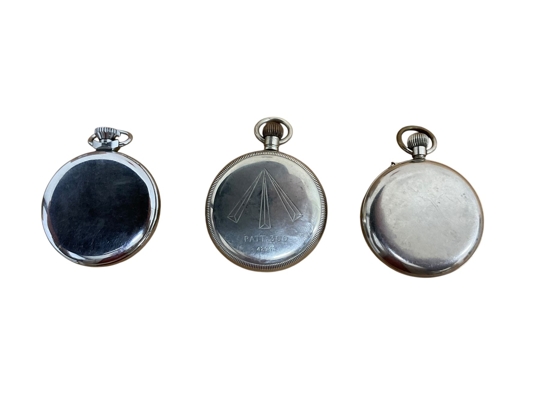 Three 20th century gents Nickel plated open faced pocket watches. Stem wound and set.
