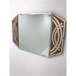 Vintage mid 20th century frameless wall mirror, 71cm x 46cm