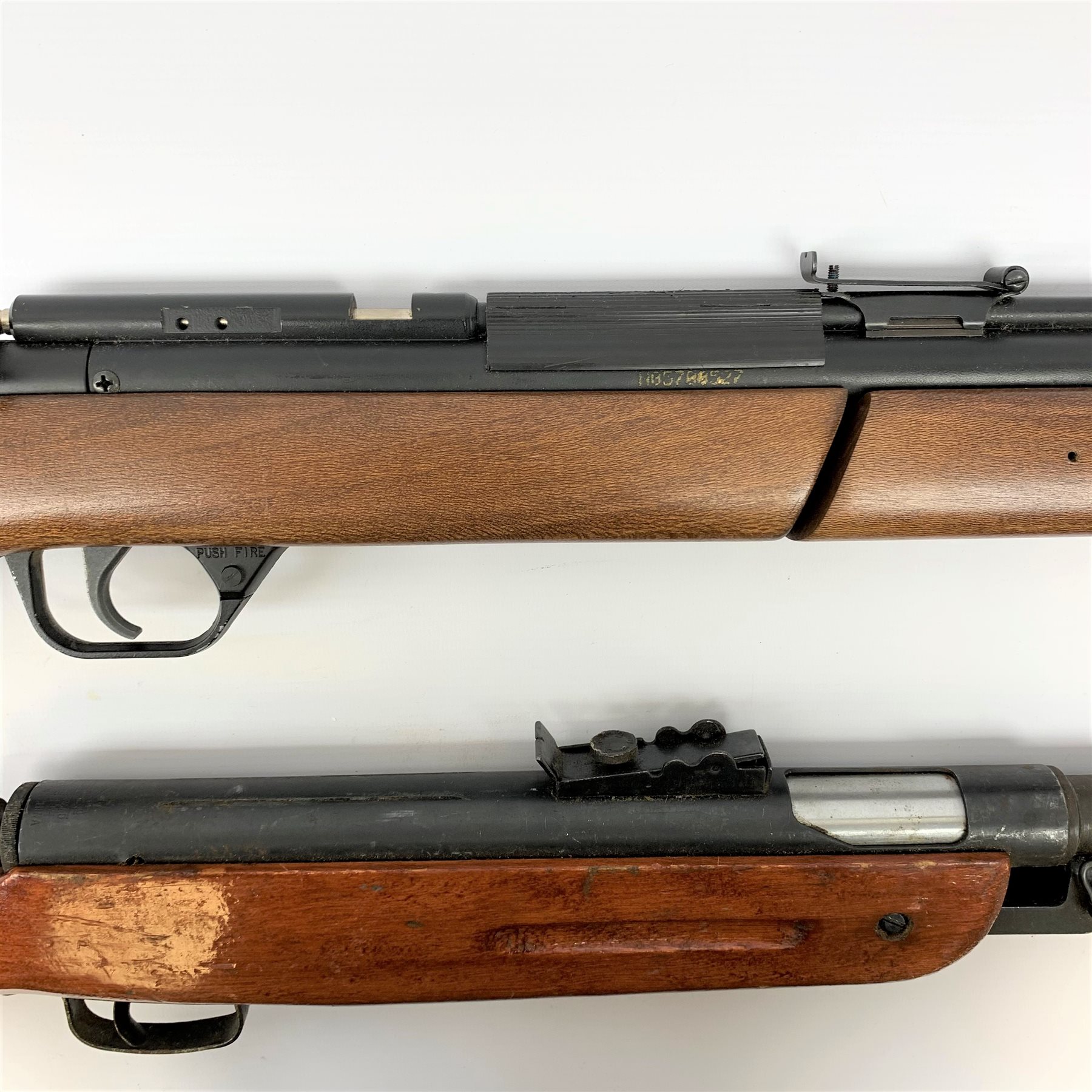 C9A Series 5mm (.20) bolt action air rifle with under lever pump up action L94cm overall; and Chinese Lion Brand .22 air rifle with under lever action (2)