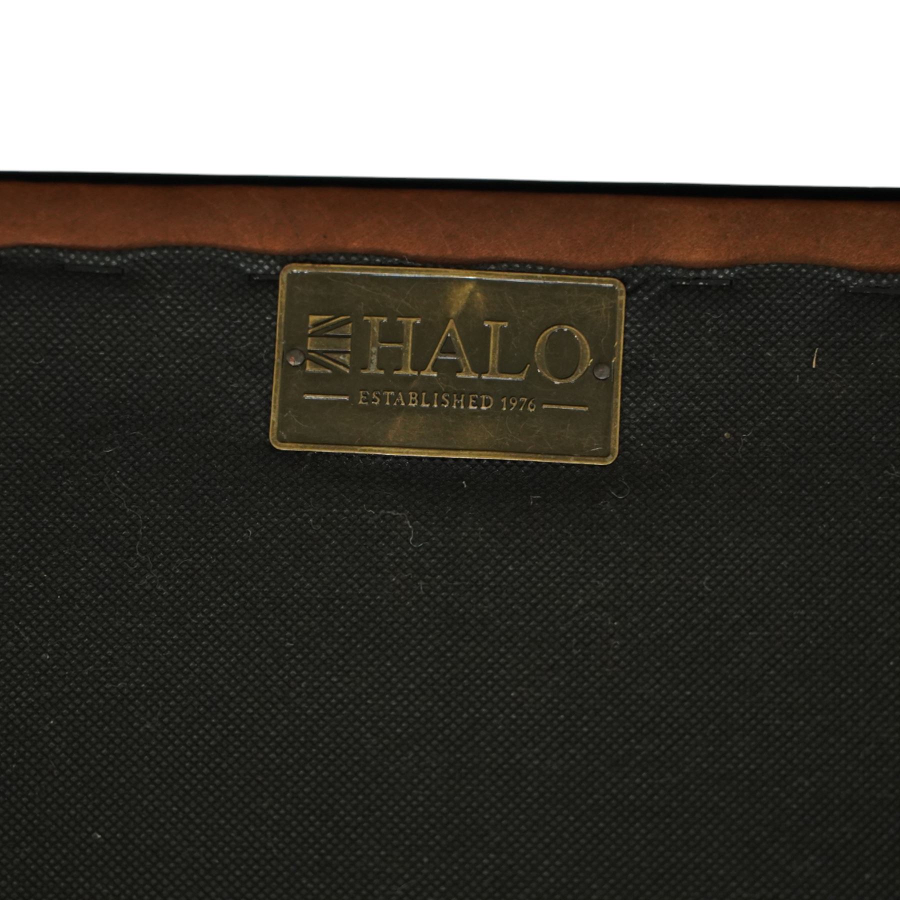 Timothy Oulton for Halo - three seat chesterfield sofa, deep button tufted back and arms in tan leather, loose seat cushions, studded detail to the scrolled arms and lower frieze, raised on turned bun feet