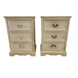 Pair of painted three drawer chest