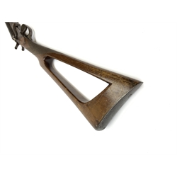 Belgian .410 side-by-side double barrel hammer shot gun with side lever operated folding 70cm barrels and walnut skeleton stock, No.498, L109cm overall SHOTGUN CERTIFICATE REQUIRED