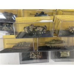 DeAgostini The Combat Tanks Collection -  forty-six periodical issued die-cast models of tanks; in plastic display cases in unopened blister packs (46)