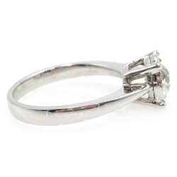  18ct white gold old cut diamond solitaire ring, stamped 750, diamond 1 carat  