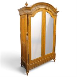And So To Bed - French design ‘Eclectic’ double wardrobe in light finish, arched moulded c...