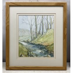 Norma Lindsay (Northern British 20th Century): Whitby Woodland Scenes, three watercolours signed max 33cm x 23cm; Sue Morton (British 20th Century): 'Featherbed Lane - Aislaby', watercolour signed, titled verso 20cm x 19cm (4)