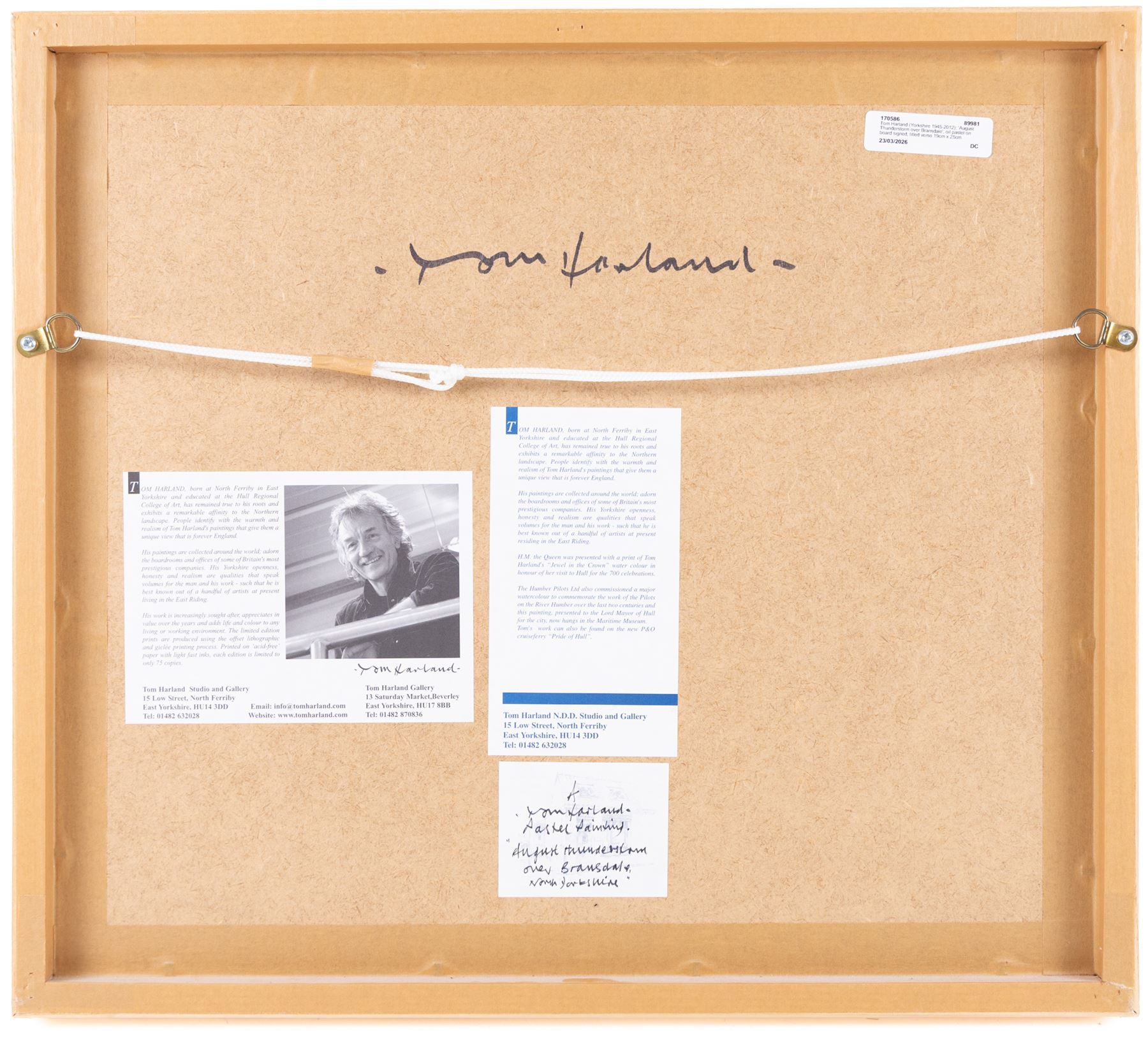 Tom Harland (Yorkshire 1945-2012): 'August Thunderstorm over Bransdale', oil pastel on board signed, titled verso 19cm x 25cm 