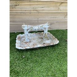 White painted cast iron ornate boot scraper - THIS LOT IS TO BE COLLECTED BY APPOINTMENT FROM DUGGLEBY STORAGE, GREAT HILL, EASTFIELD, SCARBOROUGH, YO11 3TX