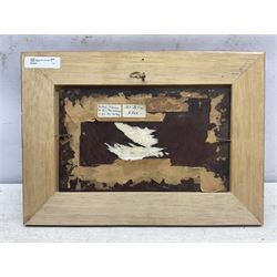 Johannes Weiland (Dutch 1856-1909): Girl Tending a Fire, oil on panel signed 14.5cm x 25cm 