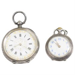 Two early 20th century gold-plated lever pocket watches including H. Stone, Leeds and Elgin and two silver fob watches