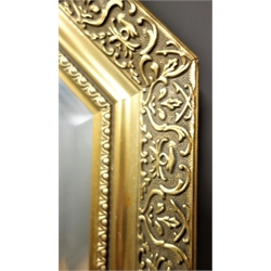  Rectangular gilt framed mirror with cantered corners, bevel edged plate, 107cm x 93cm  