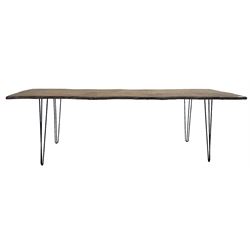 Rustic elm slab dining table, raw edge r