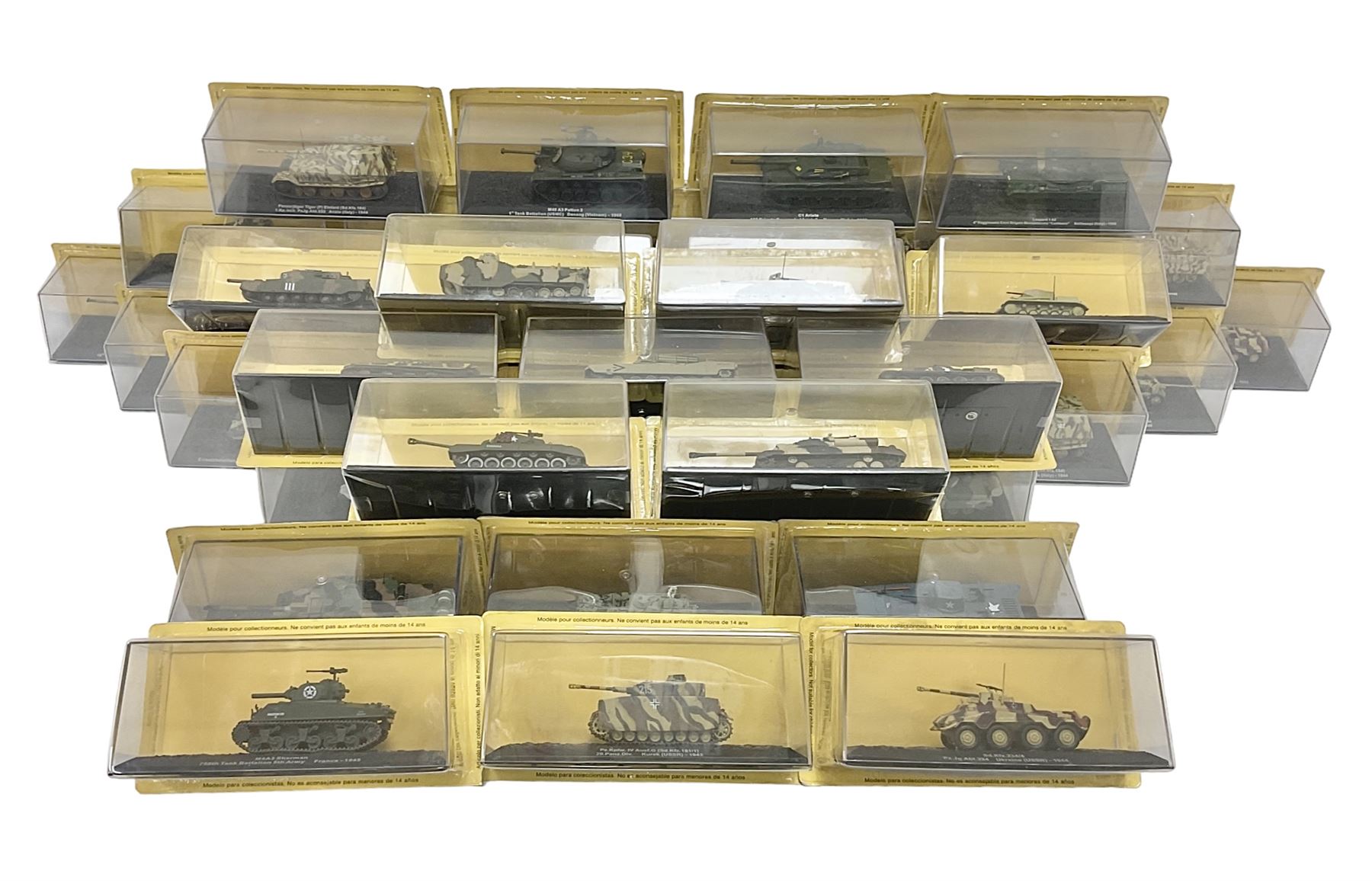 DeAgostini The Combat Tanks Collection -  forty-six periodical issued die-cast models of tanks; in plastic display cases in unopened blister packs (46)