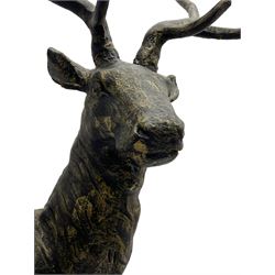 Large bronze finish cast iron garden stag figure
