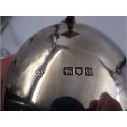 Victorian silver sauce boat, of typical form with oblique gadrooned rim and acanthus capped flying C scroll handle, upon three shell pad feet, hallmarked Charles Stuart Harris, London 1898, including handle H10cm