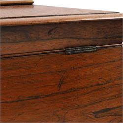 19th century tea caddy, of sarcophagus form, the lid opening to reveal fitted interior, together with red lacquered tea caddy, largest H22cm  