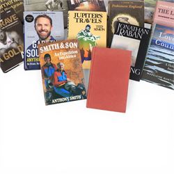 Ten travel related books, including Ted Simon Jupiter's Travels, On Tour The British Traveller in Europe, Norman Nicholson The Lakers, Greater Lakeland and Portrait of the Lakes and Nicholas Thomas A Guide to Prehistoric England and signed sporting books and photographs, comprising Johnny Wilkinson 11.5 x 8