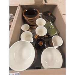Collection of Hornsea pottery, to include green glazed bird ashtray designed by John Clappison, Bronte pattern part tea and dinner service, including butter dish, teapot, tureen, platter, dinner plates, side plates, oil and vinegar bottles, Heirloom pattern butter dish, etc