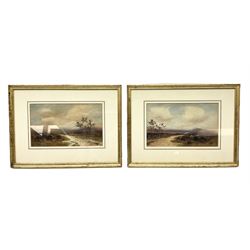 Raymond St Clair (British early 20th century): 'On the Whitby Moors - a Sunny Day' and 'On the Moors near Ravenscar District', pair watercolours signed and dated 1920, 17cm x 27cm (2)