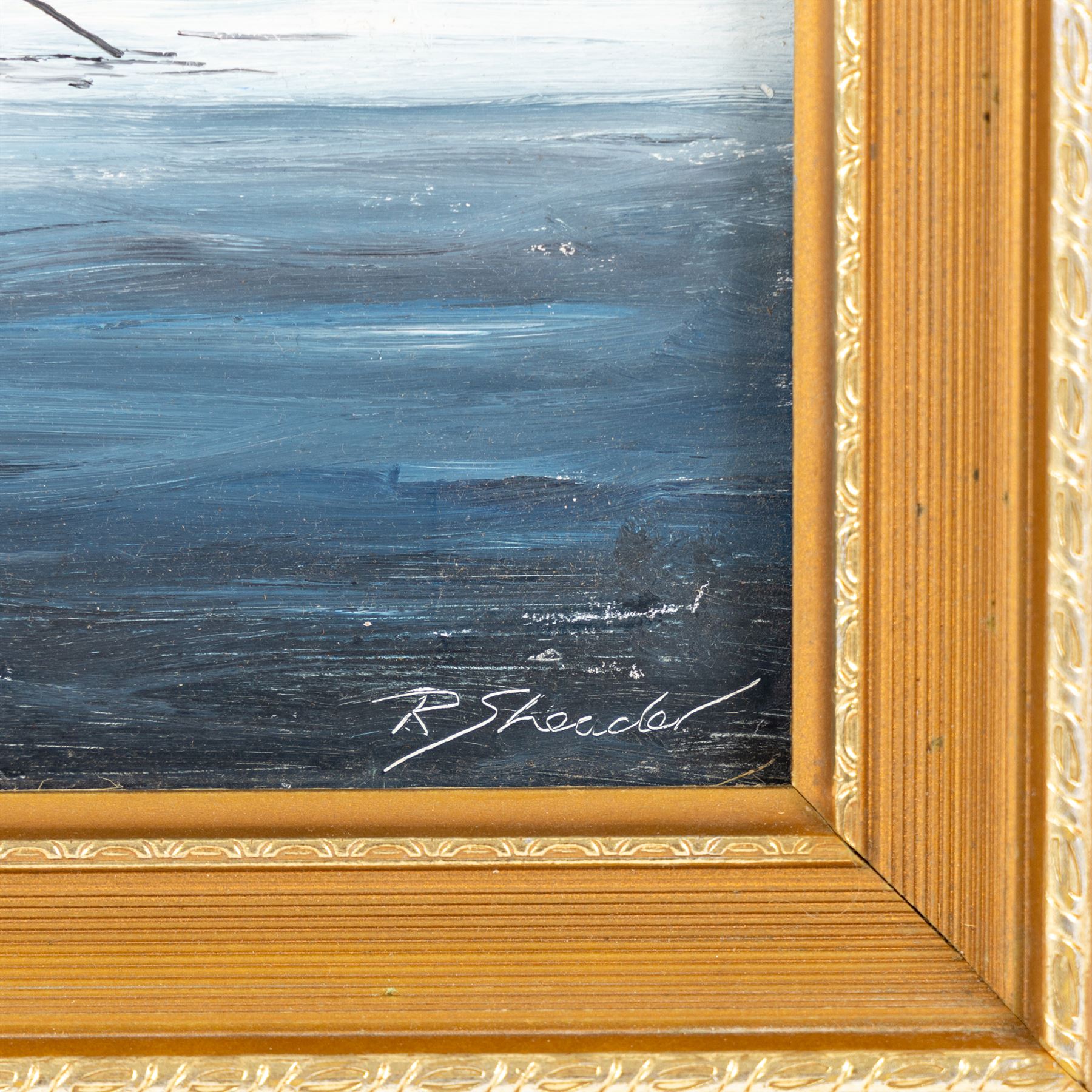 Robert Sheader (British 20th Century): Scarborough South Bay by Moonlight, oil on board signed 26.5cm x 34cm