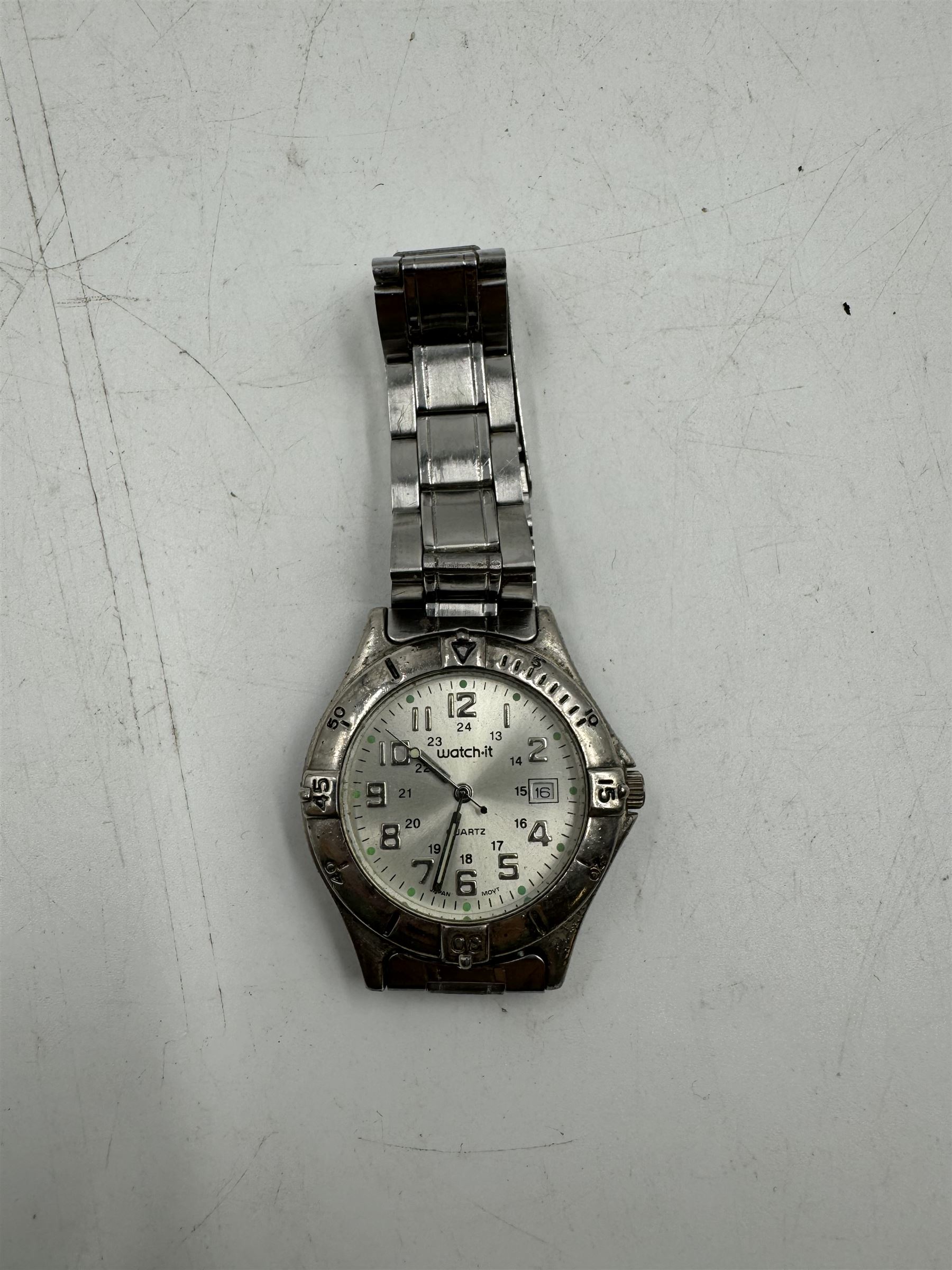 Six gentleman's wristwatches, including Avia, La Carre and Le Chat examples, together with a Smiths shockproof stop watch and a Sekonda stop watch, and a collection of spare watch straps