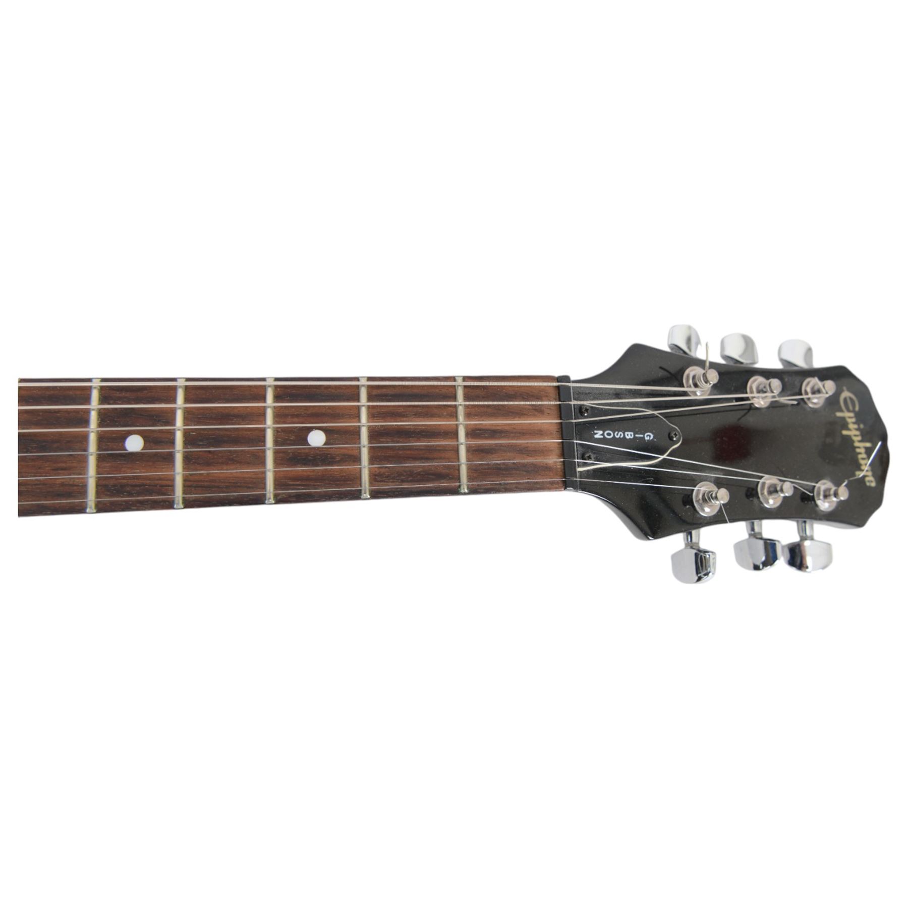 Gibson Epiphone SG G-310 six string electric guitar, with ebony finish and black scratch guard, serial no. JI99040128, L99cm