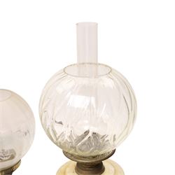 Brass table oil lamp, another oil lamp, Japanese vase, Carlton ware bowl etc