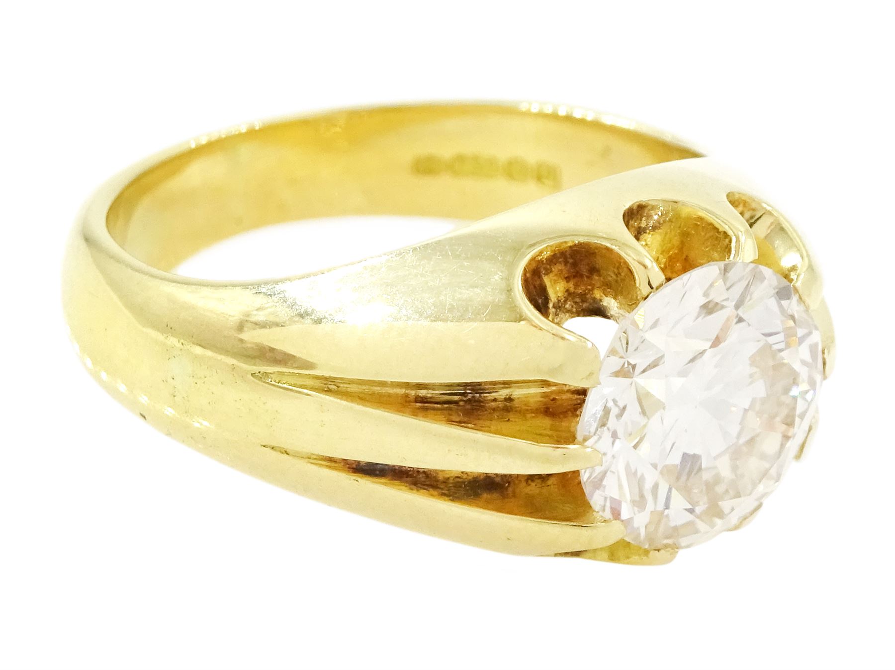 18ct gold diamond ring, ten claw set with a single round brilliant cut diamond of approx 2.75 carat, London 1976