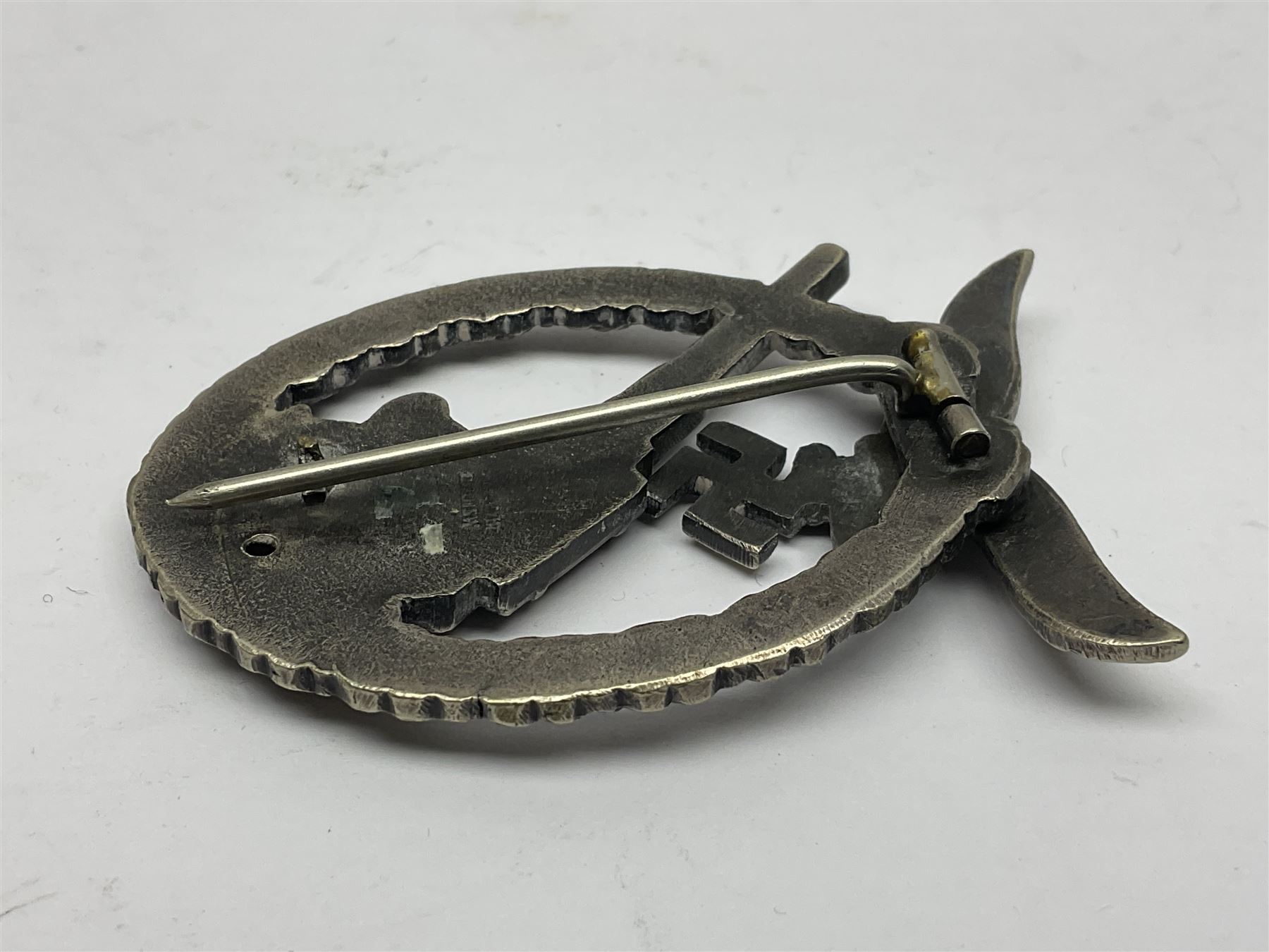 WWII German Luftwaffe Flak badge, indistinct maker's mark stamped under pin