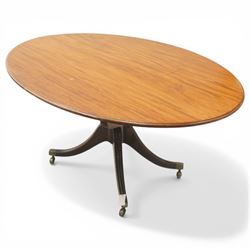 George III oval centre or dining table, turned column on four outsplayed legs