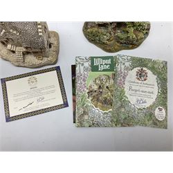 Four limited edition Lilliput Lane cottages, comprising Stockwell Tenement from the Scottish collection, Forget-Me-Not, Cotman Cottage and Stokesay Castle, all boxed with deeds