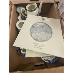 Two part dinner/tea services, including Royal Doulton Larchmont and Ringtons Willow pattern