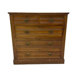 Edwardian walnut chest, fitted with two short and three long drawers