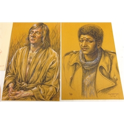  Portraits and Landscapes, collection of pastels, gouache and crayon mostly signed and dated by Shirley Stopford-Taylor one framed max 42cm x 35cm (14)  