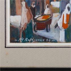 Mohamed Belajouza (Tunisian 20th Century): Streets of Sousse, set of three gouaches signed, max 18cm x 13cm (3)