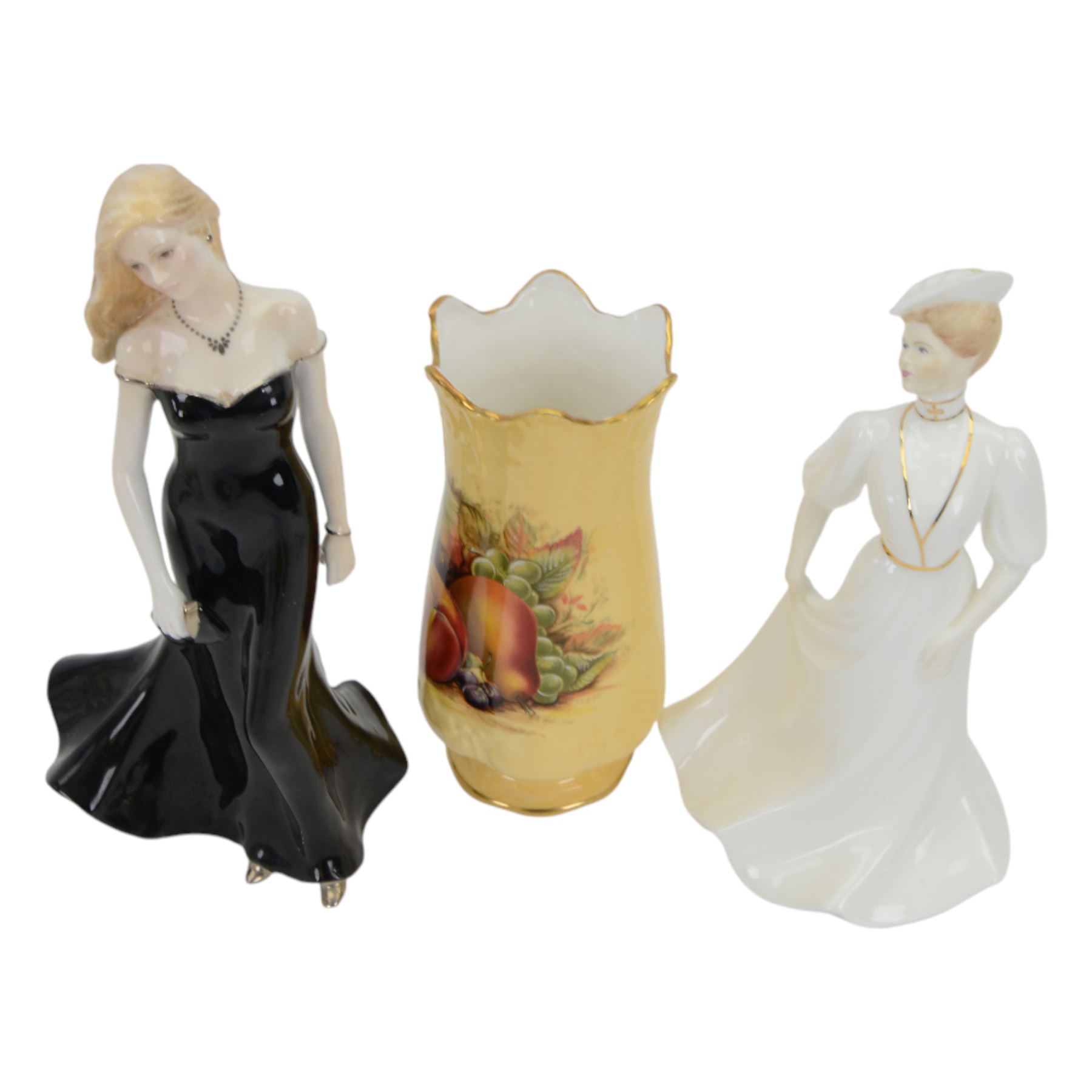 Royal Worcester figure Jill, together with Coalport Golden Anniversary, eight other figures, Aynsley orchard gold items and other collectables 