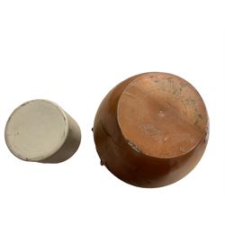 Large Victorian salt glazed jar and cover with twin lug type handles, together with a stoneware open jar, largest example H31.5cm
