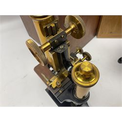 Three W. Watson & Sons microscopes, comprising Kima no 58173, Low power binocular no 98846 and High power binocular no 103144, all boxed 