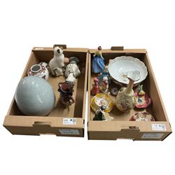 Mixed ceramics, large porcelain egg, 'Punch' figure, Paragon teacups and saucers, Royal Do...