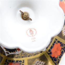 Royal Crown Derby Imari 1128 pattern comport with fluted rim, with printed marks beneath including year cypher for 1998, second quality, H12cm, D30cm