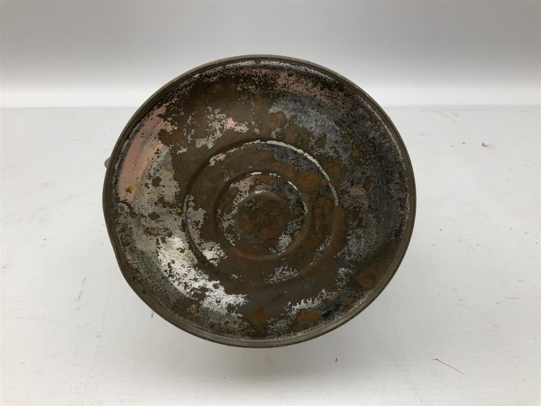 Copper and brass ship’s lamp marked ‘Anchor’, H25cm, Feuer hand storm lantern, Bialaddin Model 315 paraffin lamp and an Anchor lamp (4)