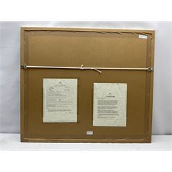 Jessica Wasilewski (American contemporary): 'Pugs in the Park', limited edition colour lithograph signed and numbered 286/400 pub. 2007, 51cm x 63cm