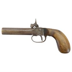 Percussion pistol, with octagonal barrel, bag-shaped wooden butt, together with two other percussion pistols   