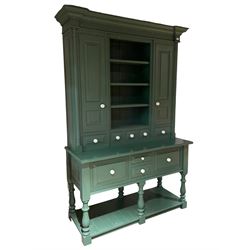 Large contemporary teal green painted ki